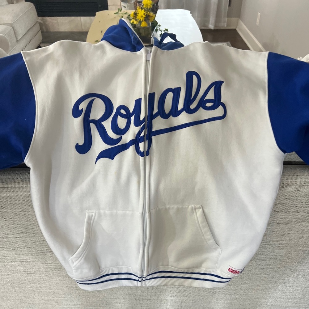 Kansas City Royals Stitches Zipper Jacket White/Blue Adult Large
